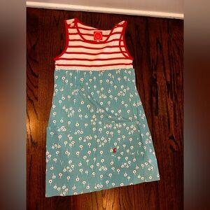 Girls sundress size 8 blue red white stripes flowers sleeveless summer